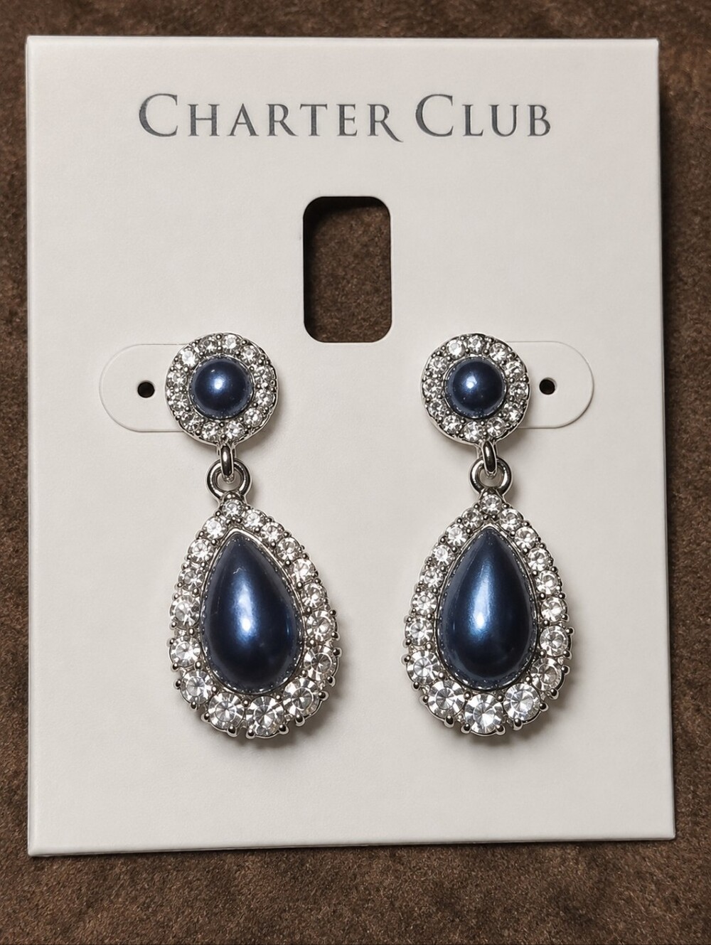 NWT Blue pearl and Crystal drop earrings